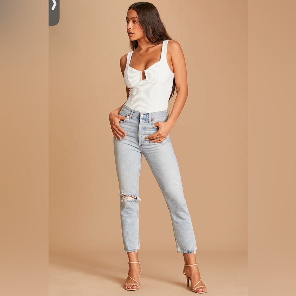 ASTR The Label White Ribbed Bustier Bodysuit Size XL - Picture 2 of 7